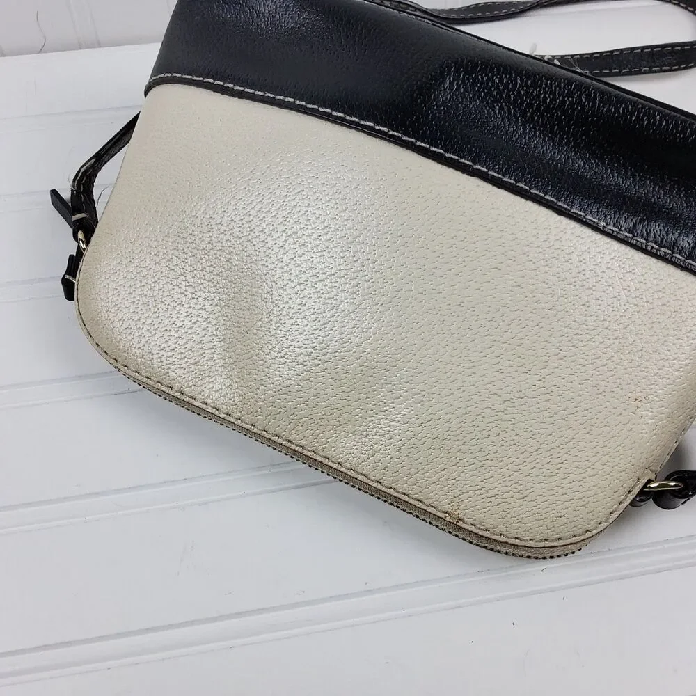 Kate Spade Hanna Berkeley Lane Crossbody Shoulder Handbag Purse Beige Black